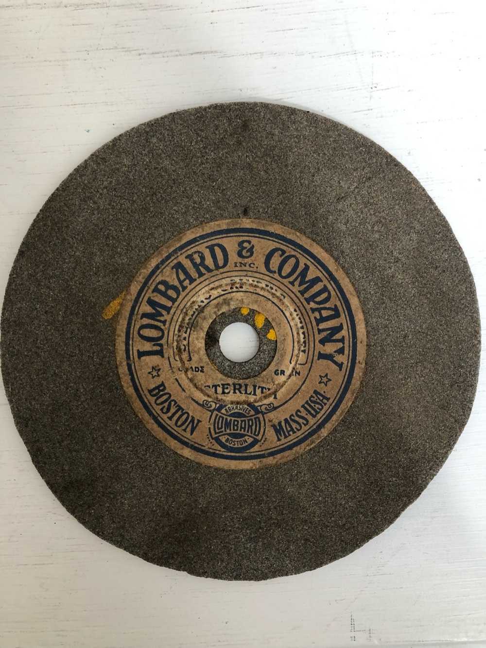 Vintage Tool Sharpening Stone Grindstone Lombard & Co. Boston, Mass